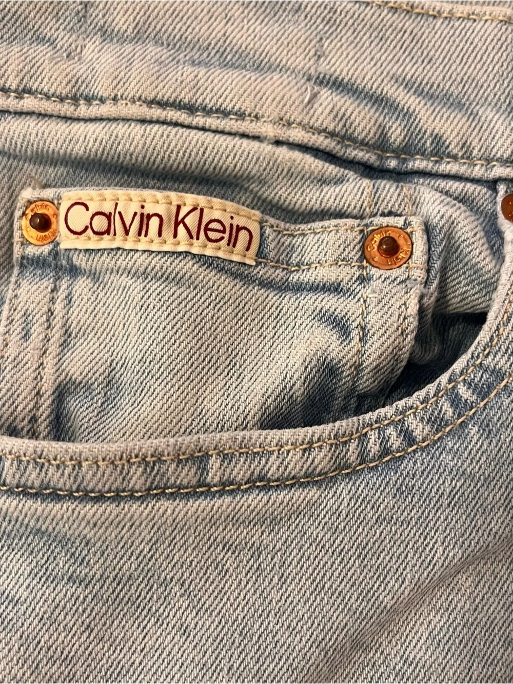 Calvin Klein Men Light Wash Straight Jeans Slim Fit 33x34 Stretch